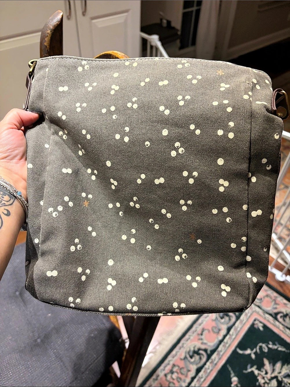 Maika Stars or Celestial Crossbody Bag in Gray & Brown